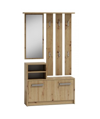 GARDEROBA DĄB ARTISAN ZESTAW (LUSTRO, WIESZAK,SZAFKA NA BUTY)