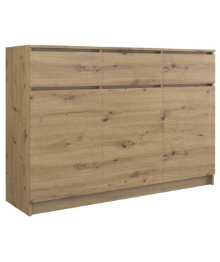 KOMODA 3D3S DĄB ARTISAN  BEZUCHWYTOWE FRONTY