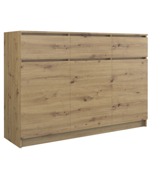 KOMODA 3D3S DĄB ARTISAN  BEZUCHWYTOWE FRONTY