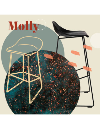 HOKER KRZESŁO KUCHENNE BAROWE MOLLY LOW CZARNY