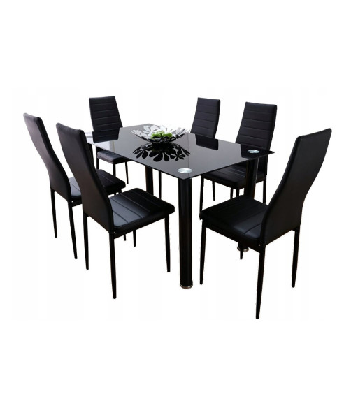 ZESTAW STOŁOWY BLACK (STÓŁ + 6 KRZESEŁ)