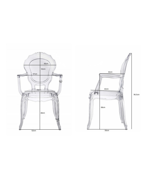 KRZESŁO TRANSPARENTNE QUEEN ARM (PRZEZROCZYSTE)