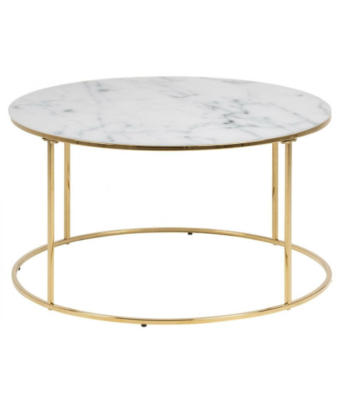 STOLIK KAWOWY BOLTON KOŁO (MARMUR + ZŁOTO)