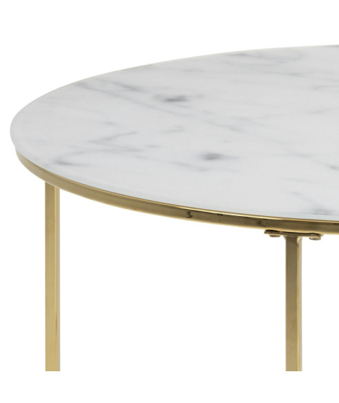 STOLIK KAWOWY BOLTON KOŁO (MARMUR + ZŁOTO)