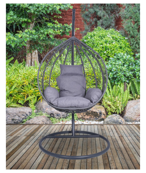 FOTEL OGRODOWY WISZĄCY CANARI SZARO-GRAFITOWY