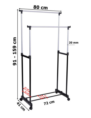 WIESZAK STOJĄCY NA KÓŁKACH MIA PODWÓJNY