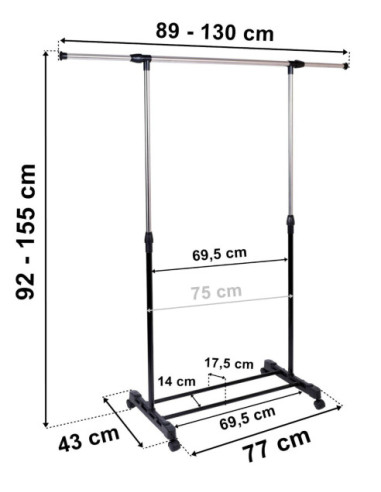 WIESZAK STOJĄCY NA KÓŁKACH LUKI Z PÓŁKĄ