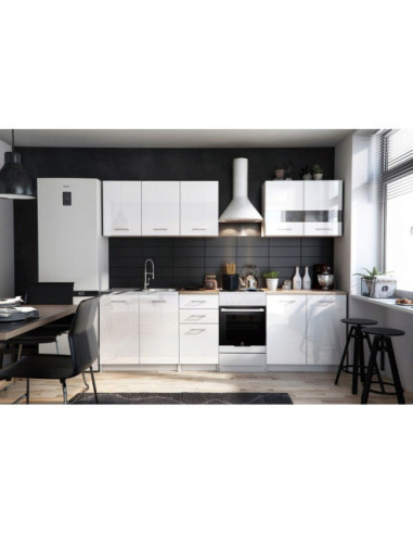 ZESTAW MEBLI KUCHENNYCH SET 200 BIEL POŁYSK