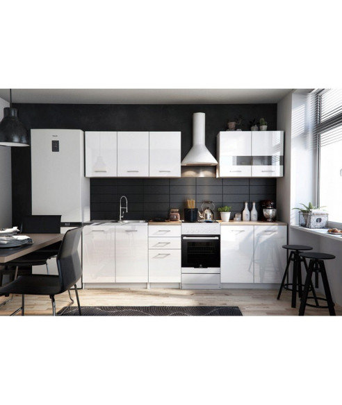 ZESTAW MEBLI KUCHENNYCH SET 200 BIEL POŁYSK