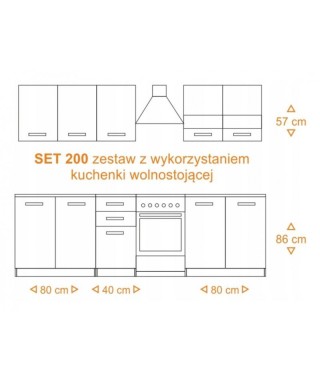 ZESTAW MEBLI KUCHENNYCH SET 200 SONOMA 2