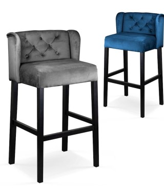 HOKER KRZESŁO BAROWE PIKOWANE Z KOŁATKĄ MANCHESTER 60 CM (WYBIERZ TKANINĘ I KOLOR NÓG)