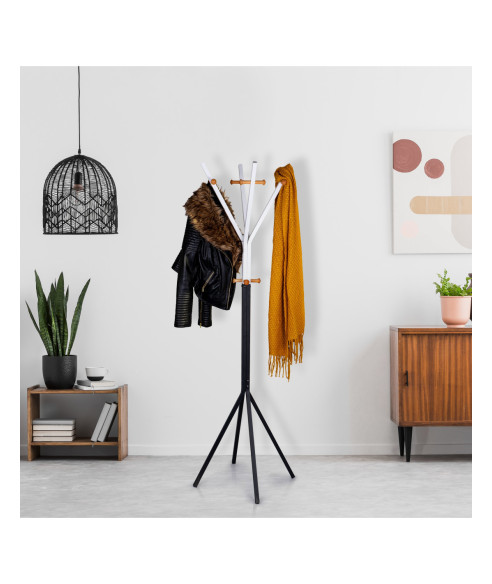 WIESZAK METALOWO-DREWNIANY CZARNO-BIAŁY