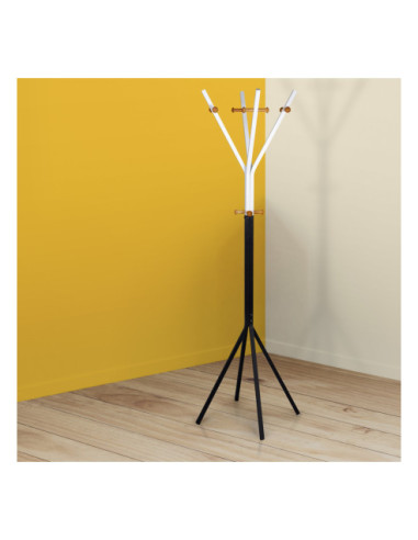 WIESZAK METALOWO-DREWNIANY CZARNO-BIAŁY