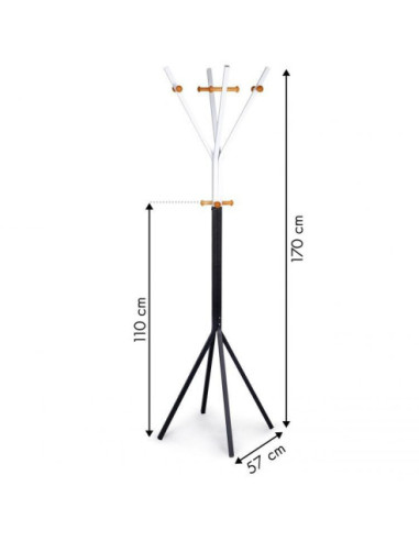 WIESZAK METALOWO-DREWNIANY CZARNO-BIAŁY