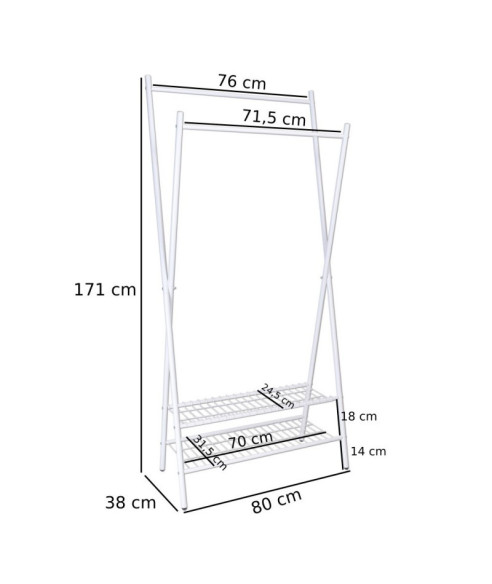 WIESZAK XAVIER GARDEROBA METALOWA BIAŁA