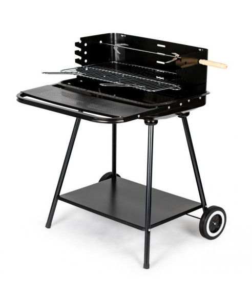 GRILL OGRODOWY Z ROŻNEM, PÓŁKAMI I DUŻYM RUSZTEM