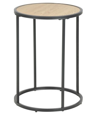 STOLIK SEAFORD ROUND FI 40 CM DĄB + CZARNY METAL