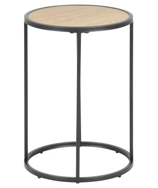 STOLIK SEAFORD ROUND FI 40 CM DĄB + CZARNY METAL 2