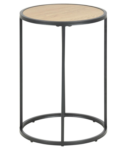 STOLIK SEAFORD ROUND FI 40 CM DĄB + CZARNY METAL