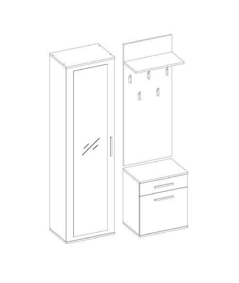 GARDEROBA DUO Z SZAFĄ PRZEDPOKÓJ ZESTAW MEBLI DĄB SONOMA