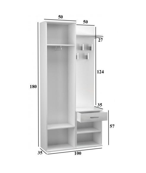 GARDEROBA DUO Z SZAFĄ PRZEDPOKÓJ ZESTAW MEBLI CZARNY