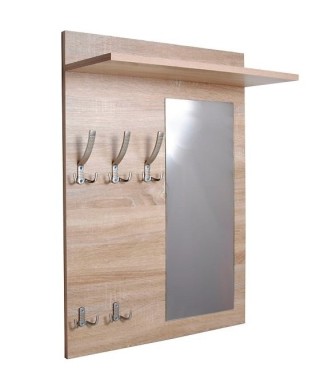 WIESZAK DO PRZEDPOKOJU ŚCIENNY Z LUSTREM BRUNO (SONOMA, ŚLIWA, TRUFLA)