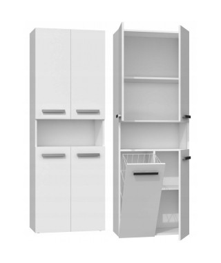 SZAFKA ŁAZIENKOWA REGAŁ Z KOSZEM DK1K BIAŁY (WYBIERZ WRSJĘ: MAT, POŁYSK)