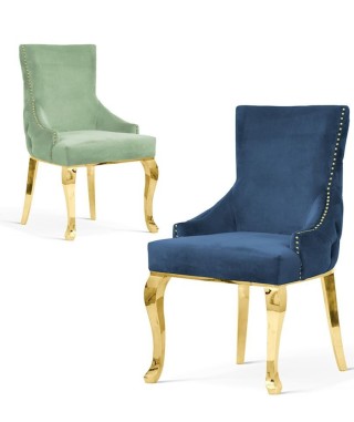 KRZESŁO PIKOWANE EDWARD GLAMOUR NOGI ZŁOTE (WYBIERZ TKANINĘ)