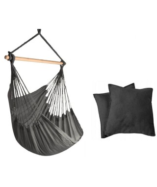 HAMAK TYPU KRZESŁO BRAZYLIJSKIE Z PODUSZKAMI CIEMNO-SZARY