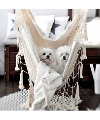 HAMAK TYPU KRZESŁO BRAZYLIJSKIE Z PODUSZKAMI JASNY BEŻ 2