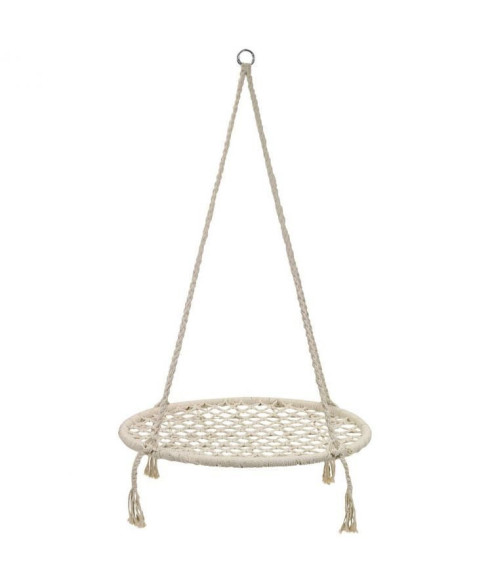 WISZĄCA HUŚTAWKA BOCIANIE GNIAZDO BOHO (JASNY BEŻ, SZARA)