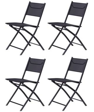 KRZESŁA OGRODOWE SKŁADANE CZARNE ZESTAW 4 SZTUK