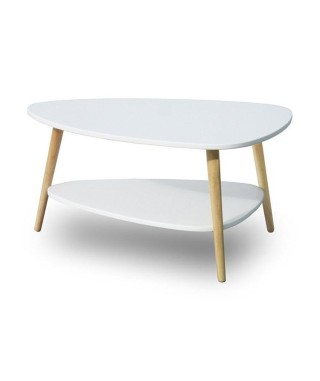 STOLIK KAWOWY SKANDYNAWSKI Z PÓŁKĄ BIAŁY GH