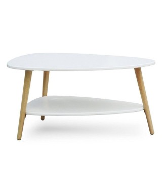 STOLIK KAWOWY SKANDYNAWSKI Z PÓŁKĄ BIAŁY GH 2