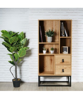 REGAŁ LOFTOWY ABBOTT DĄB ZŁOTY + METAL 2