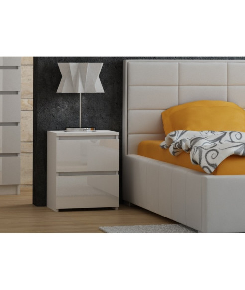 SZAFKA NOCNA W2 DUŻA 2 SZUFLADY BIEL POŁYSK