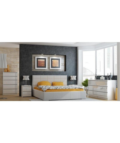 SZAFKA NOCNA W2 DUŻA 2 SZUFLADY BIEL POŁYSK