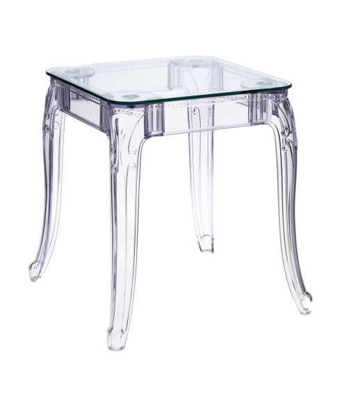 STÓŁ TRANSPARENTNY GHOST 62X62 CM SZKLANY BLAT