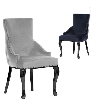 KRZESŁO PIKOWANE EDWARD GLAMOUR NOGI CZARNY POŁYSK (WYBIERZ TKANINĘ)