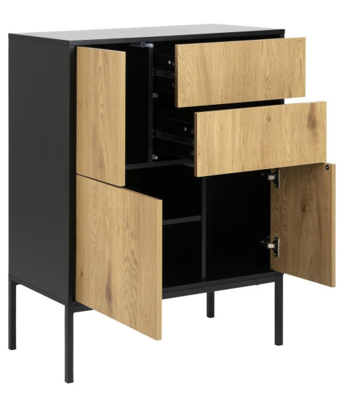 KOMODA LOFT SEAFORD III DĄB NATURALNY/CZERŃ