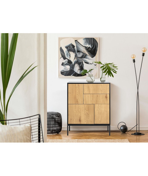 KOMODA LOFT SEAFORD III DĄB NATURALNY/CZERŃ