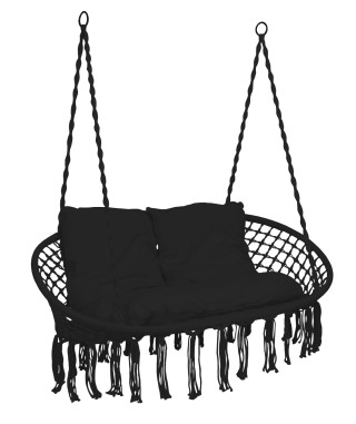WISZĄCY FOTEL LAGOS BOHO HUŚTAWKA Z PODUSZKAMI (KREMOWY, SZARY, CZARNY)