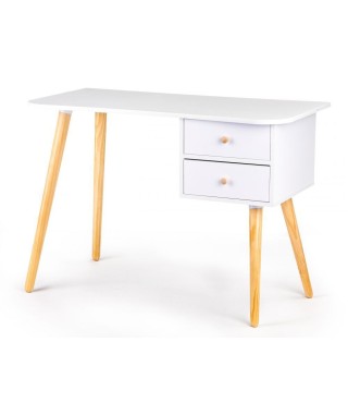 BIURKO SKANDYNAWSKIE 2 SZUFLADY BIAŁE + DREWNO GH 2