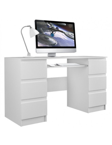BIURKO KOMPUTEROWE KUBA 6 SZUFLAD BIAŁE