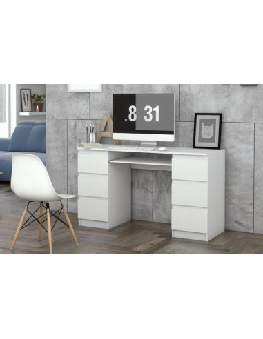 BIURKO KOMPUTEROWE KUBA 6 SZUFLAD BIAŁE