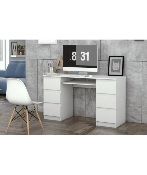 BIURKO KOMPUTEROWE KUBA 6 SZUFLAD BIAŁE