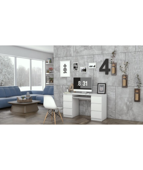 BIURKO KOMPUTEROWE KUBA 6 SZUFLAD BIAŁE