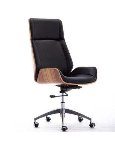 FOTEL BIUROWY OBROTOWY ARON VIP CZARNY ORZECH