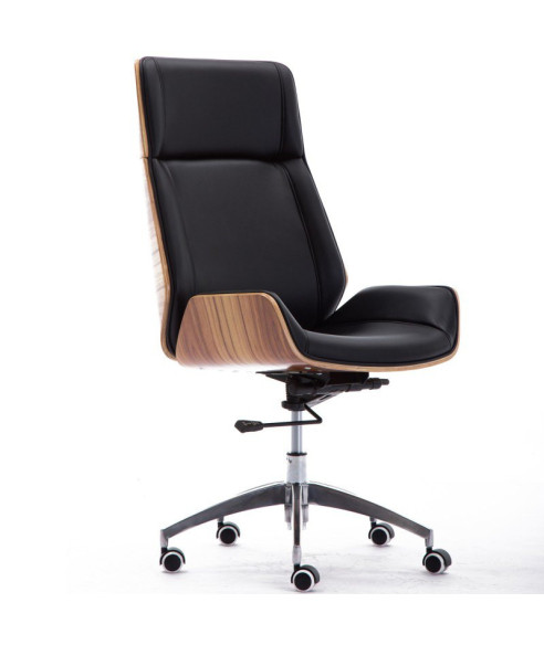 FOTEL BIUROWY OBROTOWY ARON VIP CZARNY ORZECH