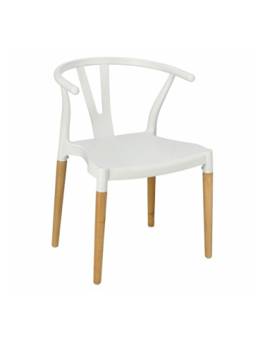 KRZESŁO WICKER POLIPROPYLEN BIAŁE DREWNO